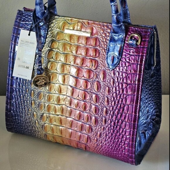 NWT Brahmin Small Caroline Satchel Magic Ombre Melbourne Leather Bag NWT - Picture 2 of 11